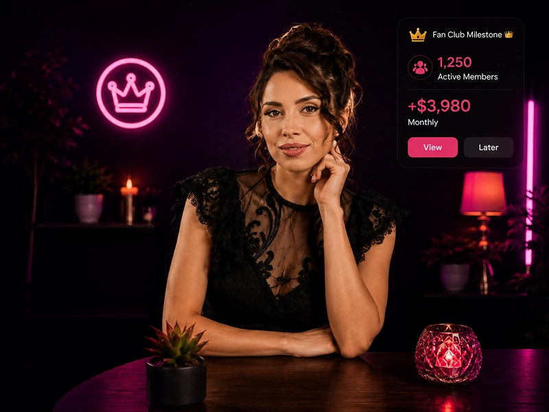 Model VivaDiva prezentand fan club-ul sau